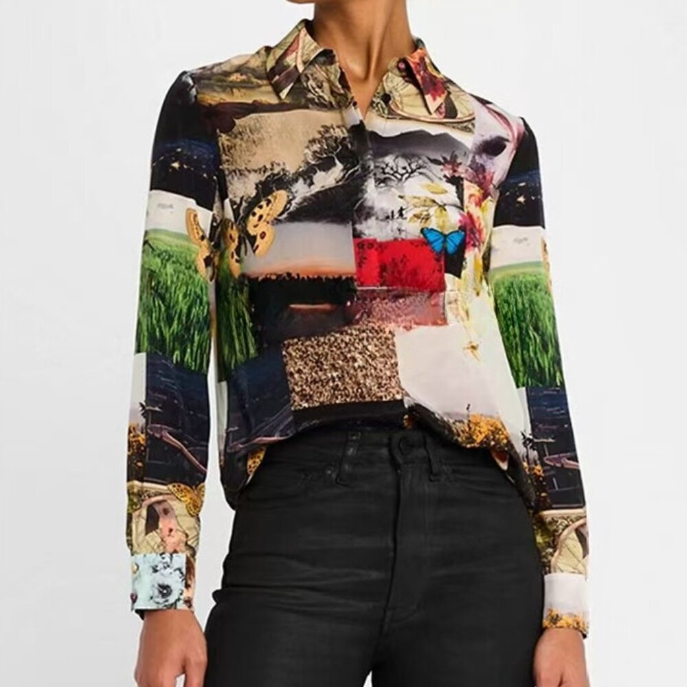 NWOT Alice + Olivia Willa Placket Top